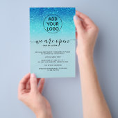 Koelblauwe glitterprijzen logo We zijn open Flyer (Hand)