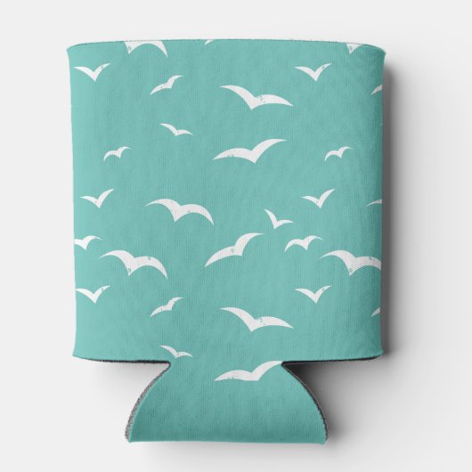 Koelblauwe kuststrook voor zeegaulls blikjeskoeler (Achterkant)