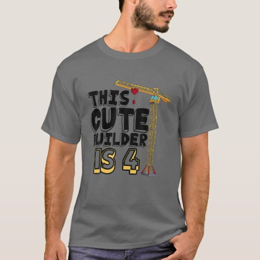 Koelbouwvoertuig 4e verjaardag 4 jaar oud t-shirt (Voorkant)