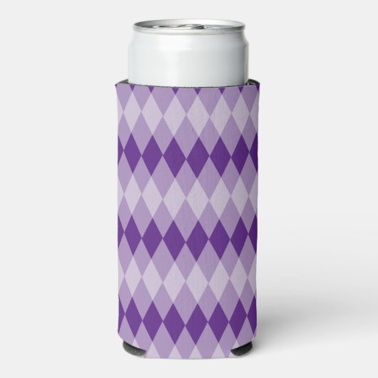 Koelbox -Argyle Patroon in Paarse met Monogram Seltzer Blikjeskoeler (Seltzer Achterkant)