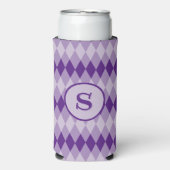 Koelbox -Argyle Patroon in Paarse met Monogram Seltzer Blikjeskoeler (Seltzer Voorkant)