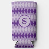 Koelbox -Argyle Patroon in Paarse met Monogram Seltzer Blikjeskoeler (Voorkant)