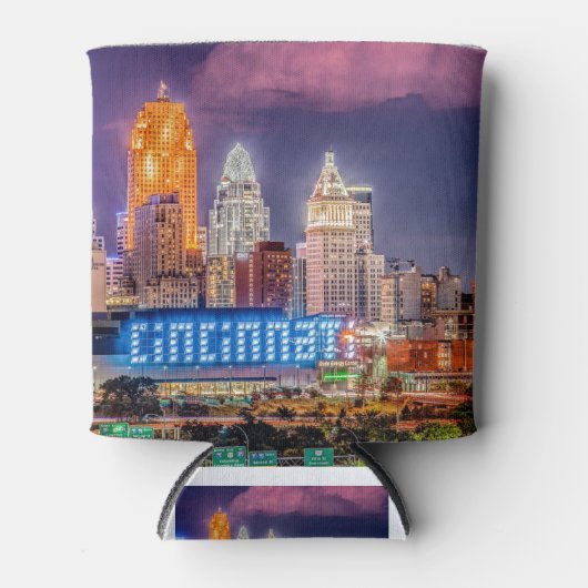 koelbox Cincinnati Ohio Night Skyline 2019 Blikjeskoeler (Voorkant)