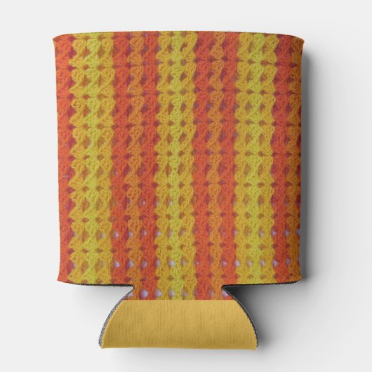 Koelbox - Geel en Oranje haakwerk Blikjeskoeler (Achterkant)