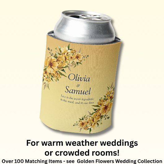 Koelbox Gouden Gele Bloemen Blikjeskoeler