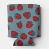 Koelbox met aardbeien op turquoise blikjeskoeler (Achterkant)