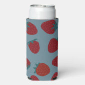 Koelbox met aardbeien op turquoise seltzer blikjeskoeler (Seltzer Achterkant)