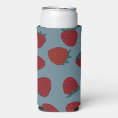 Koelbox met aardbeien op turquoise seltzer blikjeskoeler (Seltzer Voorkant)