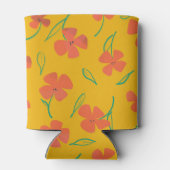 Koelbox met felrood-Oranje bloemetjes Blikjeskoeler (Achterkant)