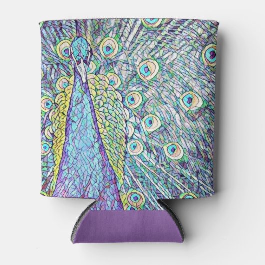 Koelbox met turquoise pauw ontwerp blikjeskoeler (Voorkant)