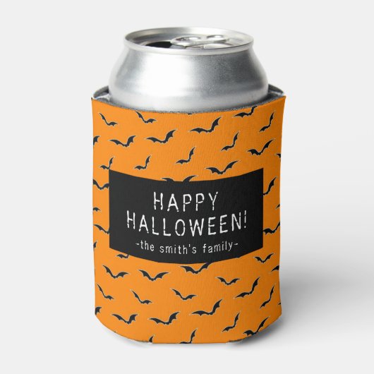 Koelbox Oranje BBT Pattern Halloween Party Blikjeskoeler (Blikje Voorkant)