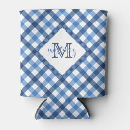 Koelbox van de diamantmonogram van Blue gingham Blikjeskoeler