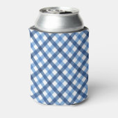 Koelbox van de diamantmonogram van Blue gingham Blikjeskoeler (Blikje Achterkant)