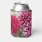 Koelbox van rode en witte Dahlias Blikjeskoeler (Blikje Achterkant)