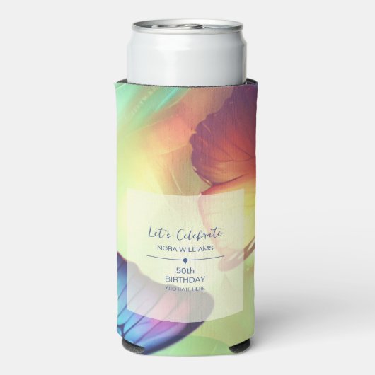 Koelbox van vlinder seltzer blikjeskoeler (Seltzer Achterkant)