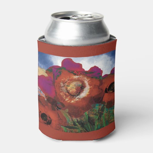 Koelbox versierd met klaprozen blikjeskoeler (Blikje Voorkant)