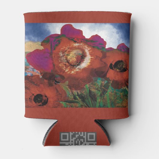 Koelbox versierd met klaprozen blikjeskoeler (Voorkant)