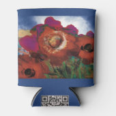 Koelbox versierd met klaprozen In blauw Blikjeskoeler (Voorkant)