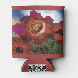 Koelbox versierd met klaprozen In rood Blikjeskoeler