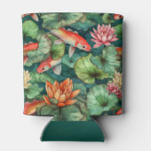 Koelbox waterverf Koi en Water Lilies Blikjeskoeler (Achterkant)