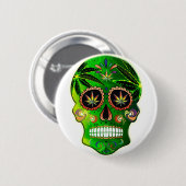 Koeldag van de dode suikerschedel ronde button 5,7 cm (Voorkant /achterkant)