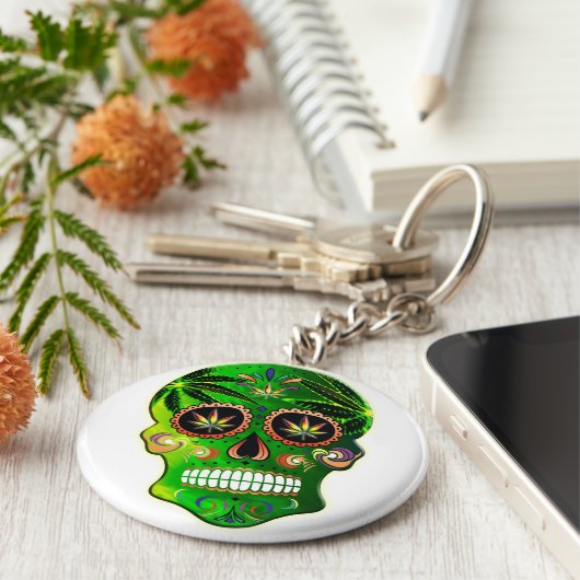 Koeldag van de dode suikerschedel sleutelhanger (Zijkant)