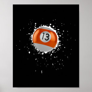 Koele 13-ball Thirteen Pool Biljart Paint Splatte Poster