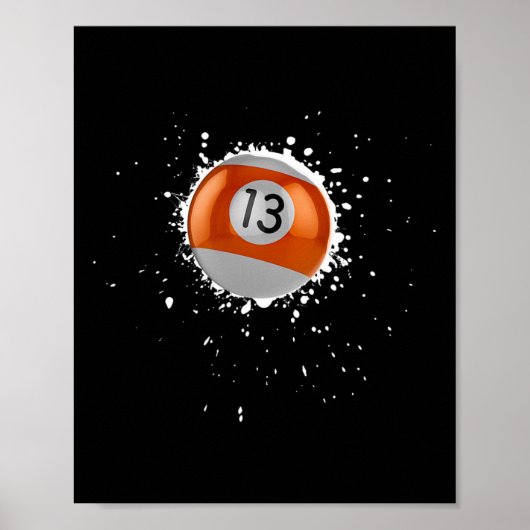 Koele 13-ball Thirteen Pool Biljart Paint Splatte Poster (Voorkant)