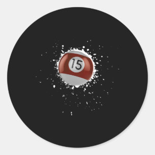 Koele 15-ball Fifteen Pool Biljart Paint Splatter Ronde Sticker
