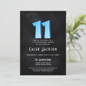 Koele 3D op Black 11e verjaardagsfeestje uitnodigi Kaart (Staand voorkant)