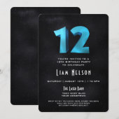 Koele 3D op Black 12e verjaardag Uitnodiging (Voorkant / Achterkant)