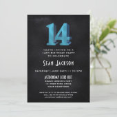 Koele 3D op Black 14e verjaardag Uitnodiging (Staand voorkant)