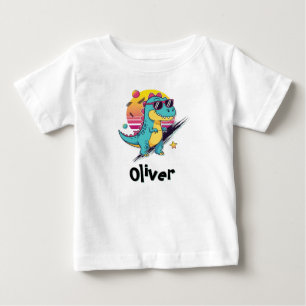 Koele 80s esthetiek Trex dinosaurus met zonnebril