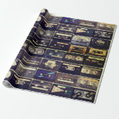 Koele 80s vintage cassette cadeaupapier (Uitgerold)
