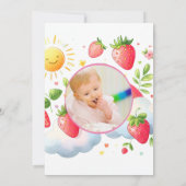 Koele aardbei 1e feestje Eerste verjaardag Kaart (Achterkant)