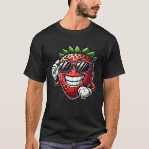 Koele aardbei zonnebril fruitig design t-shirt