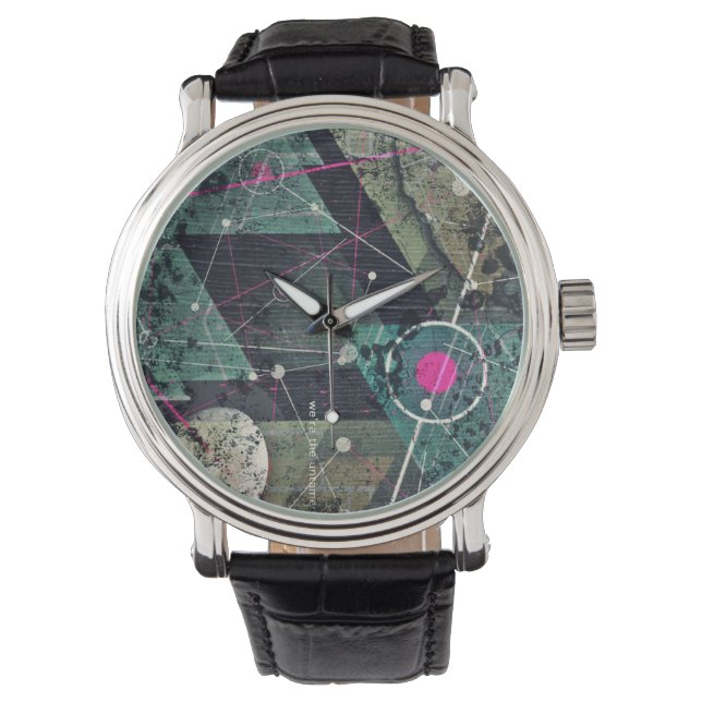 Koele Abstracte Digitale Graffiti Kunst Geometrisc Horloge (Voorkant)