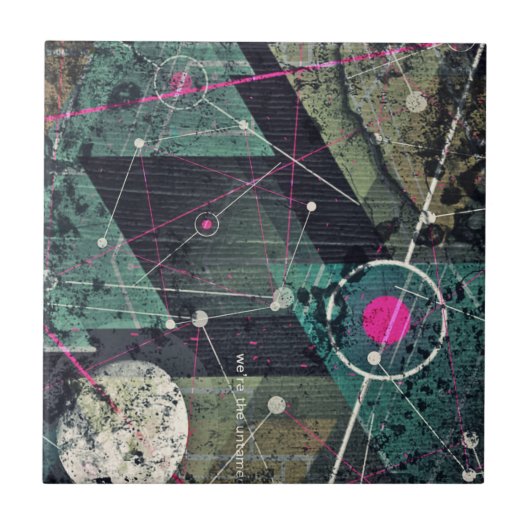 Koele Abstracte Digitale Graffiti Kunst Geometrisc Tegeltje (Voorkant)