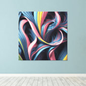 Koele Abstracte Flow Art Pattern 3D-modus Canvas Afdruk (Insitu (Houten vloer))