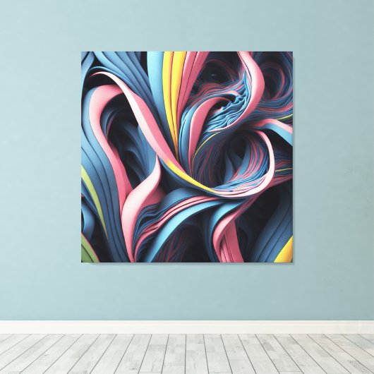 Koele Abstracte Flow Art Pattern 3D-modus Canvas Afdruk (Insitu (Houten vloer))