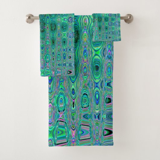 Koele Abstracte Groene en Zwarte Atoomretro Zigzag Bad Handdoek (Insitu)