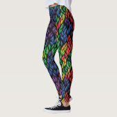 Koele Abstracte kleurrijke botanische groene blade Leggings (Links)