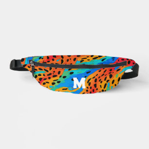 Koele Abstracte Kleurrijke Dierendruk Monogram Heuptasje