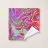 Koele Abstracte Magenta en Red Groovy Retro Bad Handdoek (Wasdoekje)