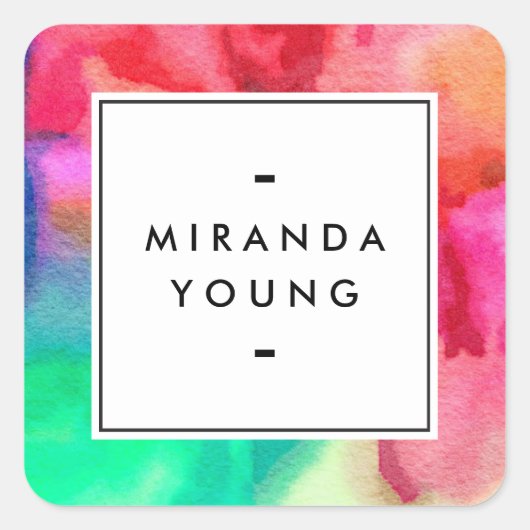 Koele Abstracte meerkleurige Waterverven II Vierkante Sticker (Voorkant)