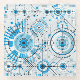 Koele Abstracte Motortechnologie Glazen Onderzetter