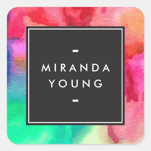 Koele Abstracte Multi-color Waterverven Modern Vierkante Sticker (Voorkant)