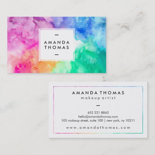 Koele abstracte multi kleur waterverven moderne ku visitekaartje (Voorkant / Achterkant)