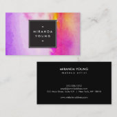 Koele Abstracte Paarse/Roze Waterverven Modern Visitekaartje (Voorkant / Achterkant)