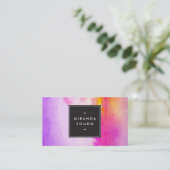 Koele Abstracte Paarse/Roze Waterverven Modern Visitekaartje (Staand voorkant)